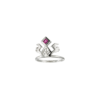 Silver ring with ruby "Birds"